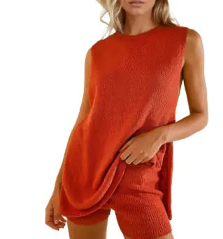 Two-Piece Sweater Vest and Shorts Loungewear Set