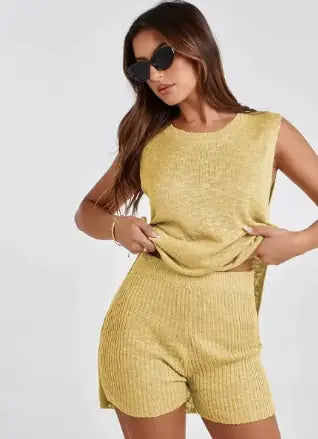 Two-Piece Sweater Vest and Shorts Loungewear Set