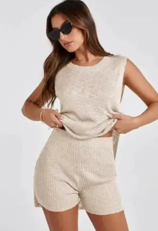 Two-Piece Sweater Vest and Shorts Loungewear Set